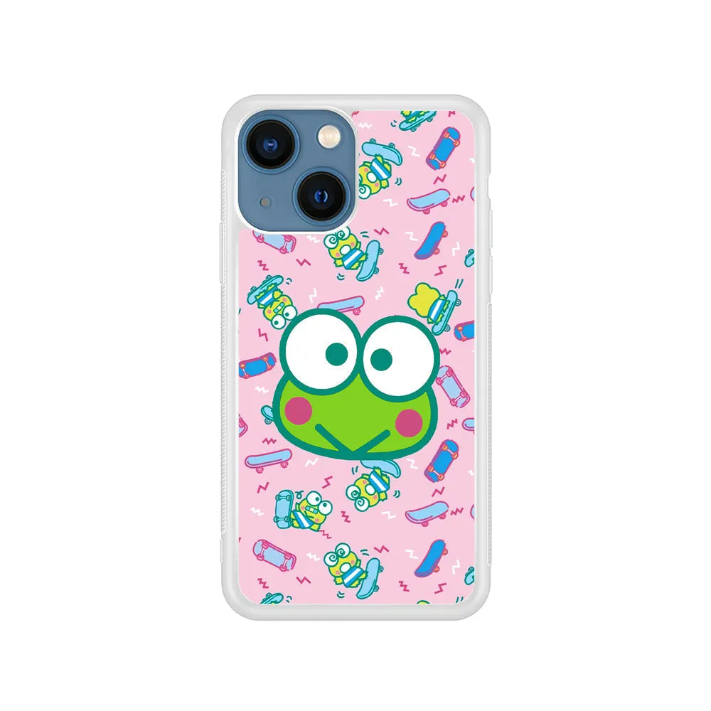 Keroppi Skate Pattern iPhone 15 Case-Rubber / White (2D Case)-Xtracase
