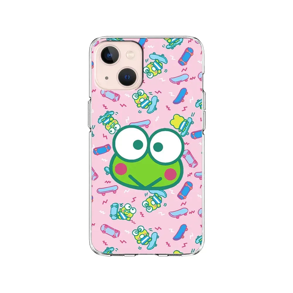 Keroppi Skate Pattern iPhone 13 Mini Case-Clear Soft Case-Xtracase