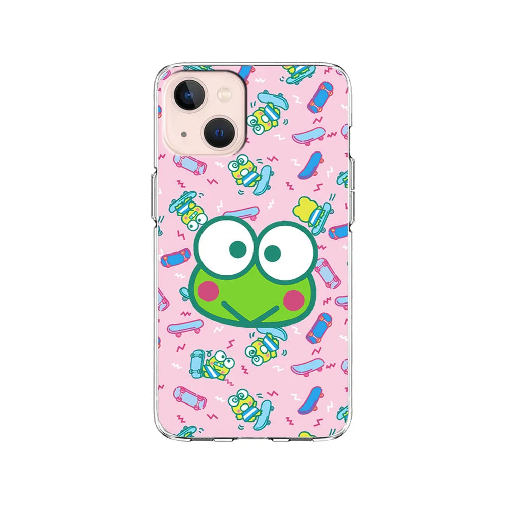 Keroppi Skate Pattern iPhone 15 Case-Clear Soft Case-Xtracase