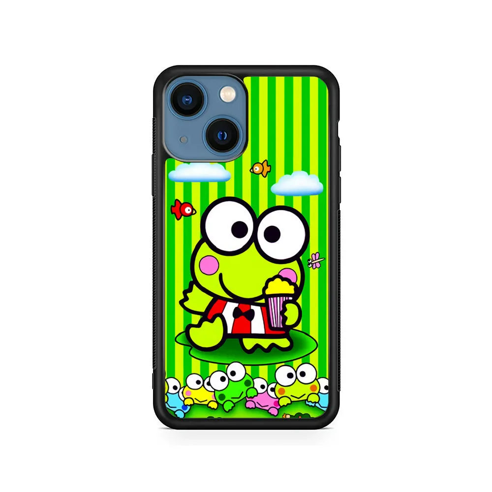 Keroppi Stripe Green iPhone 15 Case-Rubber / Black (2D Case)-Xtracase