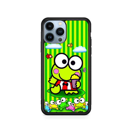 Keroppi Stripe Green iPhone 13 Pro Case-Rubber / Black (2D Case)-Xtracase