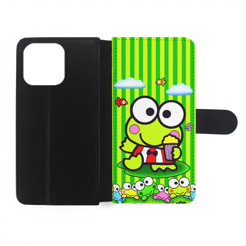 Keroppi Stripe Green iPhone 15 Case-Flip Wallet Case-Xtracase