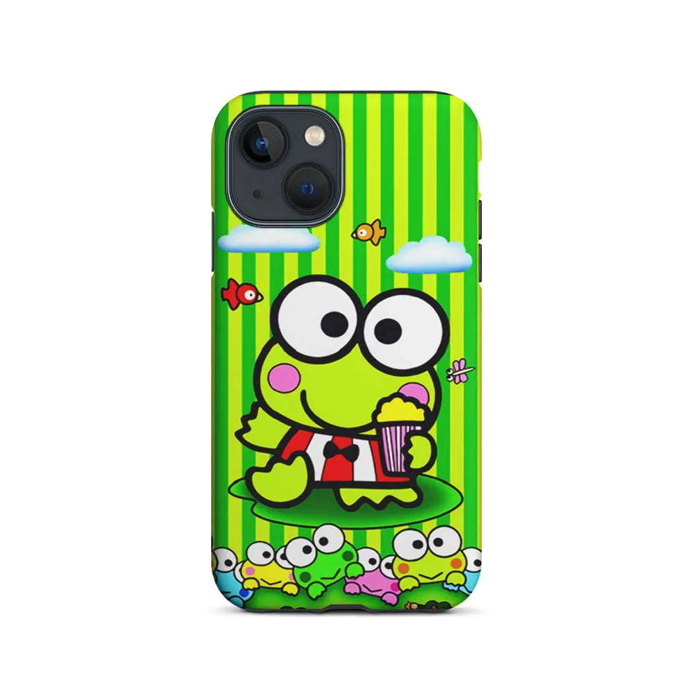 Keroppi Stripe Green iPhone 15 Case-2 in 1 Tough Case-Xtracase