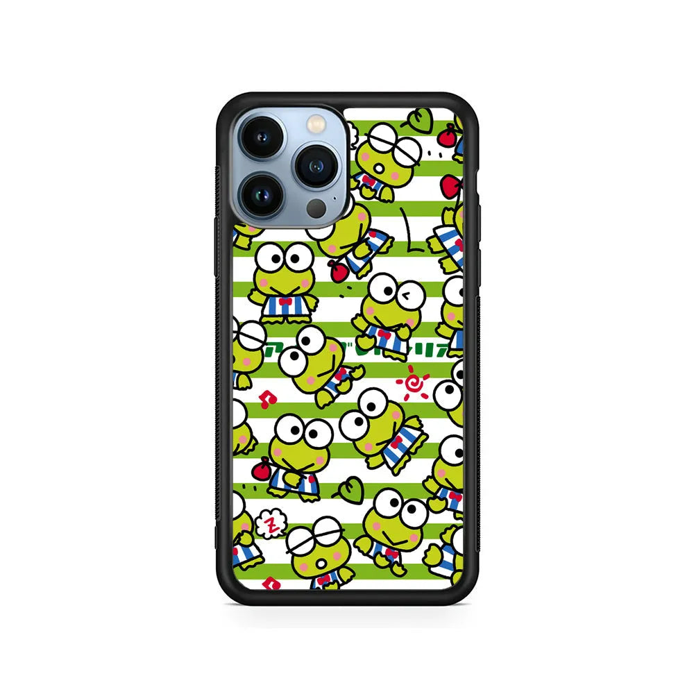 Keroppi Want to Vacation iPhone 13 Pro Max Case-Rubber / Black (2D Case)-Xtracase