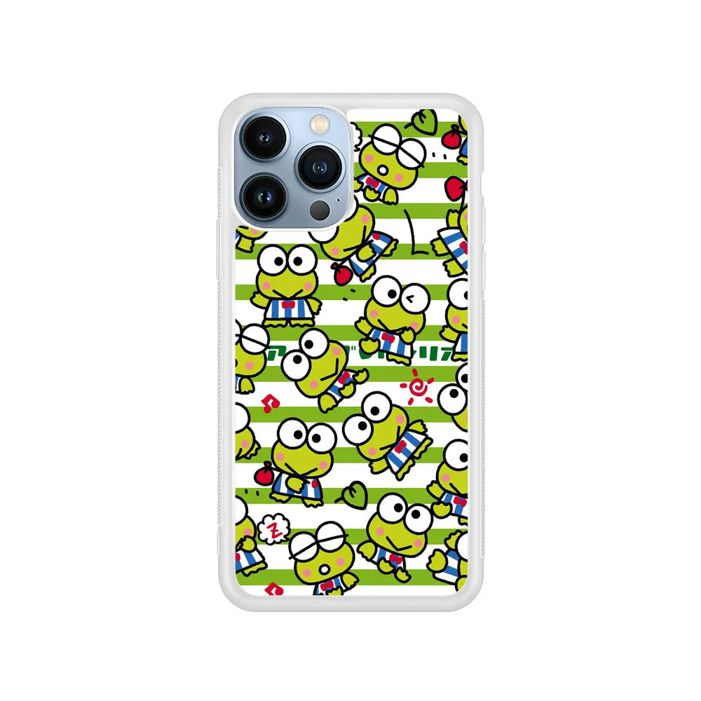 Keroppi Want to Vacation iPhone 13 Pro Max Case-Rubber / White (2D Case)-Xtracase