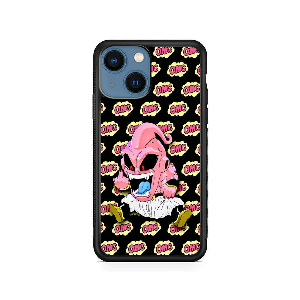 Kid Buu OMG Word Patern iPhone 15 Case-Rubber / Black (2D Case)-Xtracase