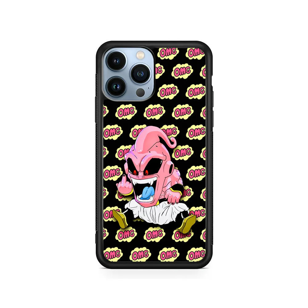 Kid Buu OMG Word Patern iPhone 13 Pro Case-Rubber / Black (2D Case)-Xtracase