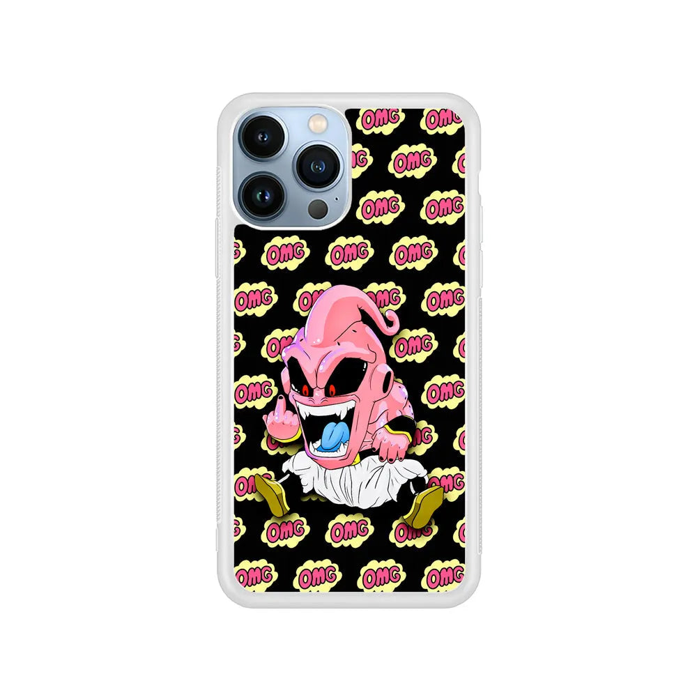 Kid Buu OMG Word Patern iPhone 13 Pro Case-Rubber / White (2D Case)-Xtracase