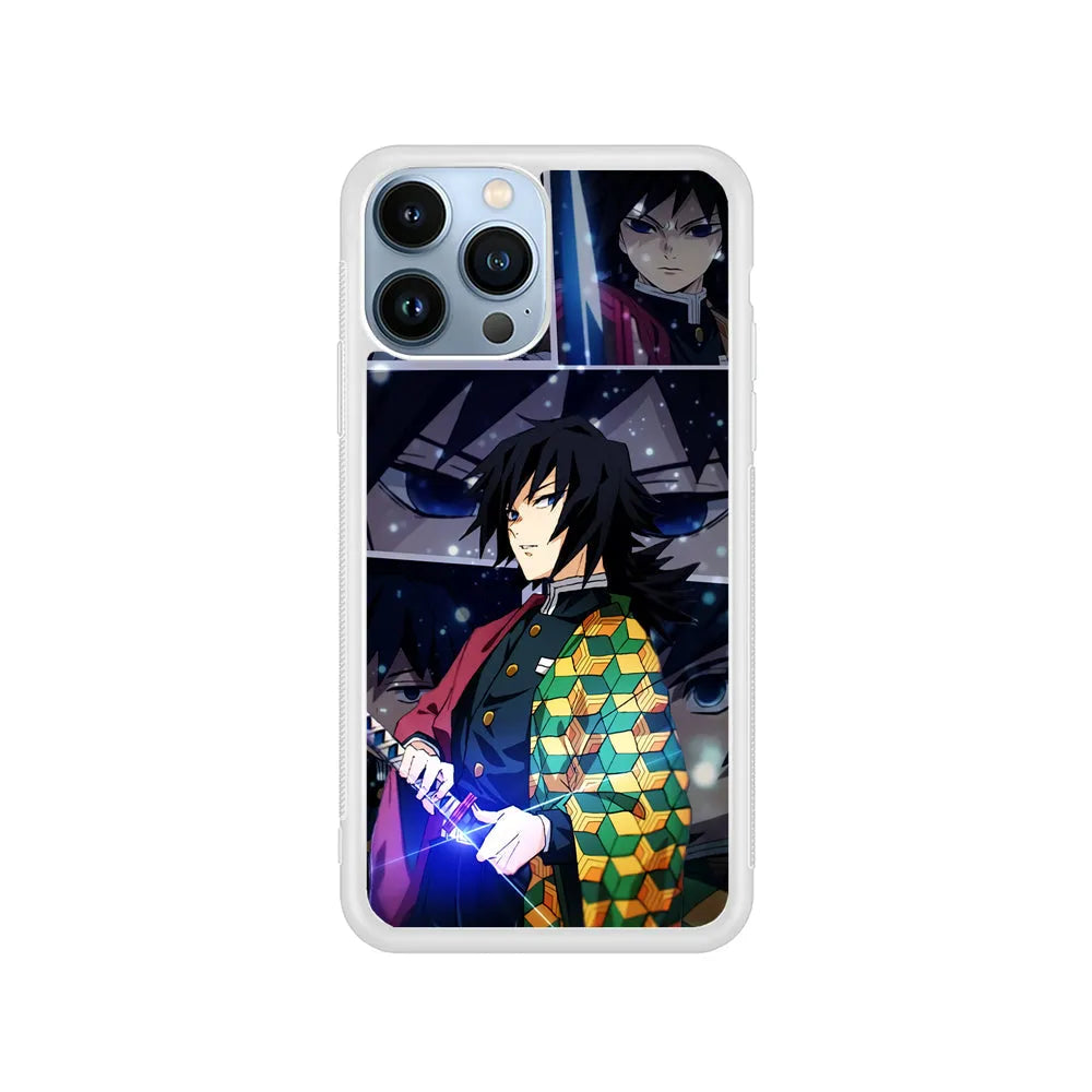 Kimetsu No Yaiba Giyuu In Frame iPhone 13 Pro Case-Rubber / White (2D Case)-Xtracase