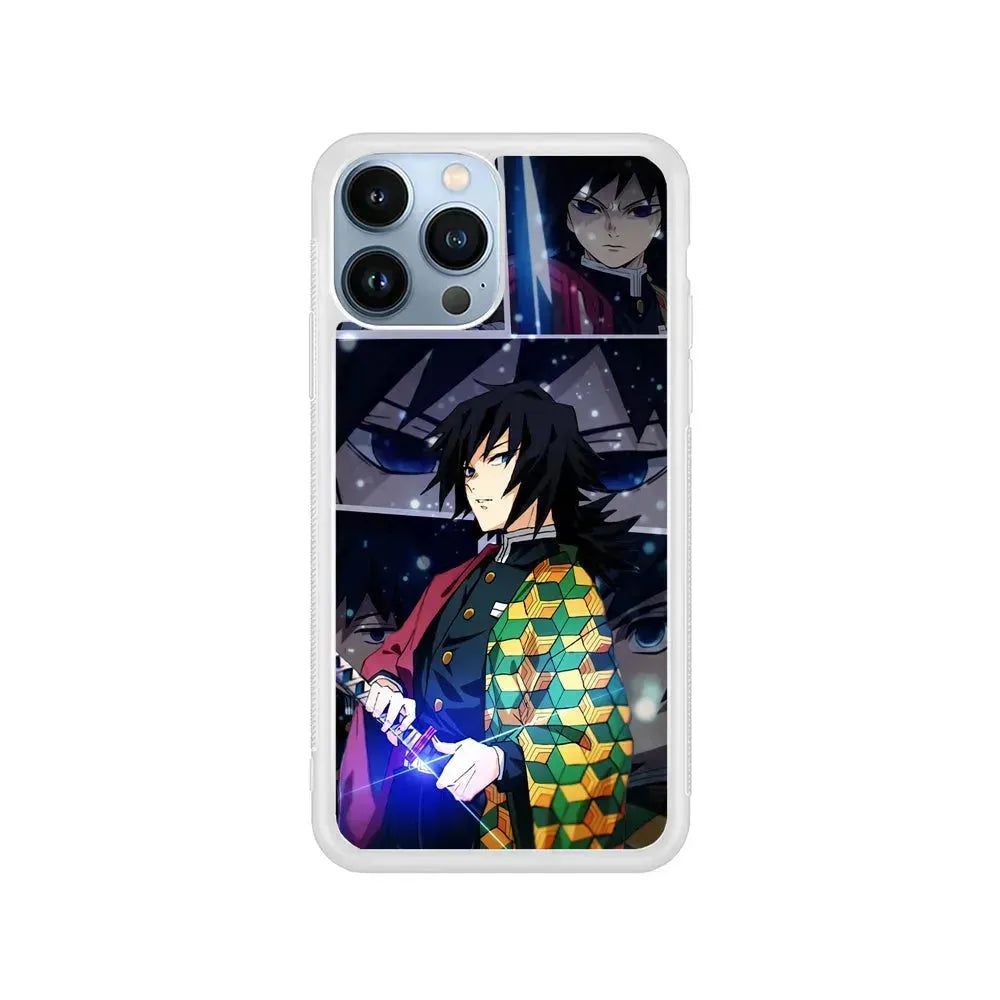 Kimetsu No Yaiba Giyuu In Frame iPhone 15 Pro Max Case-Rubber / White (2D Case)-Xtracase