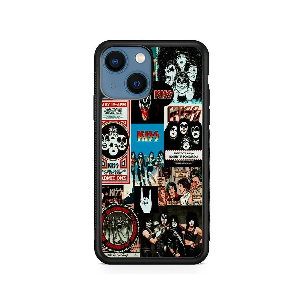 Kiss Band Collage Poster iPhone 13 Mini Case-Rubber / Black (2D Case)-Xtracase