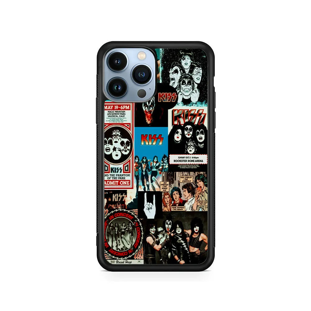 Kiss Band Collage Poster iPhone 13 Pro Max Case-Rubber / Black (2D Case)-Xtracase