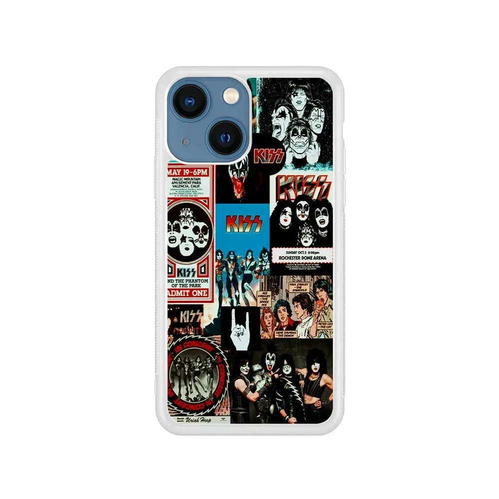 Kiss Band Collage Poster iPhone 13 Mini Case-Rubber / White (2D Case)-Xtracase