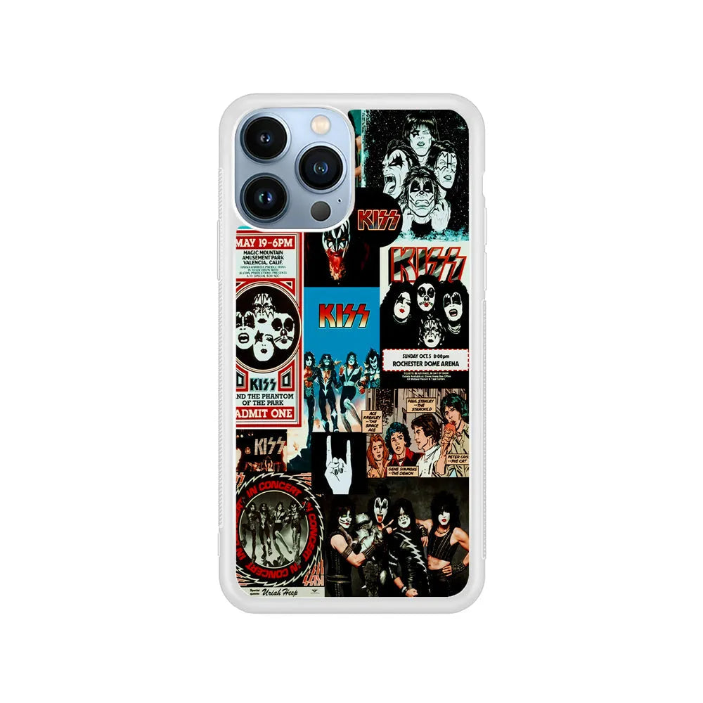 Kiss Band Collage Poster iPhone 13 Pro Case-Rubber / White (2D Case)-Xtracase