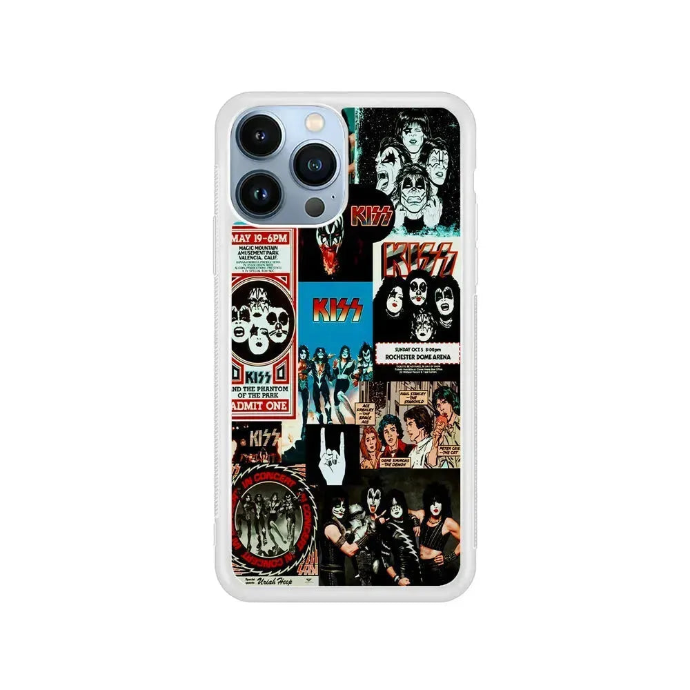 Kiss Band Collage Poster iPhone 15 Pro Max Case-Rubber / White (2D Case)-Xtracase