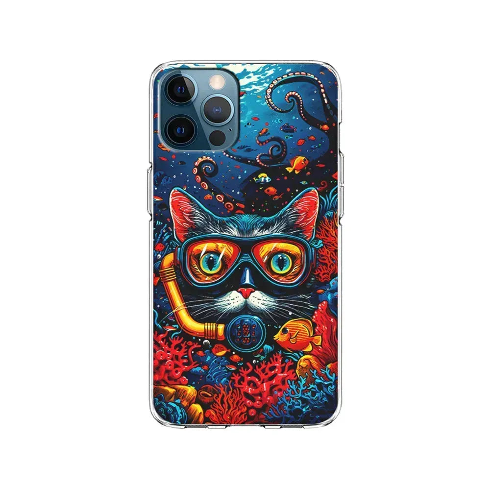Kitty Cat Under The Sea iPhone 15 Pro Max Case-Clear Soft Case-Xtracase