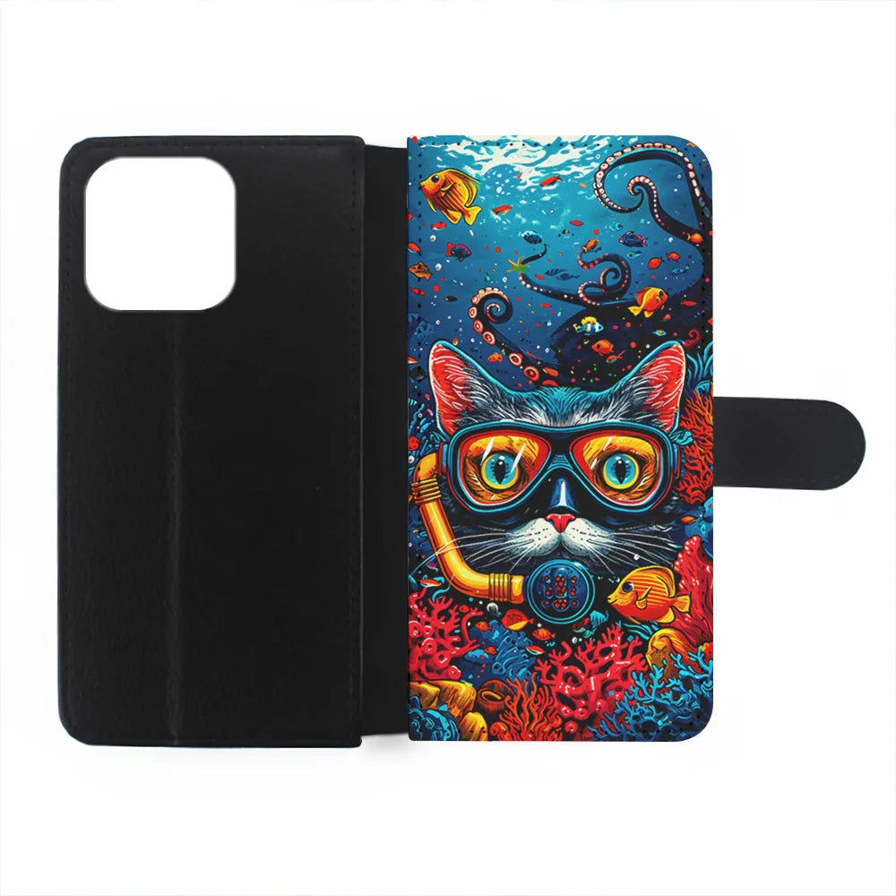 Kitty Cat Under The Sea iPhone 13 Pro Case-Flip Wallet Case-Xtracase