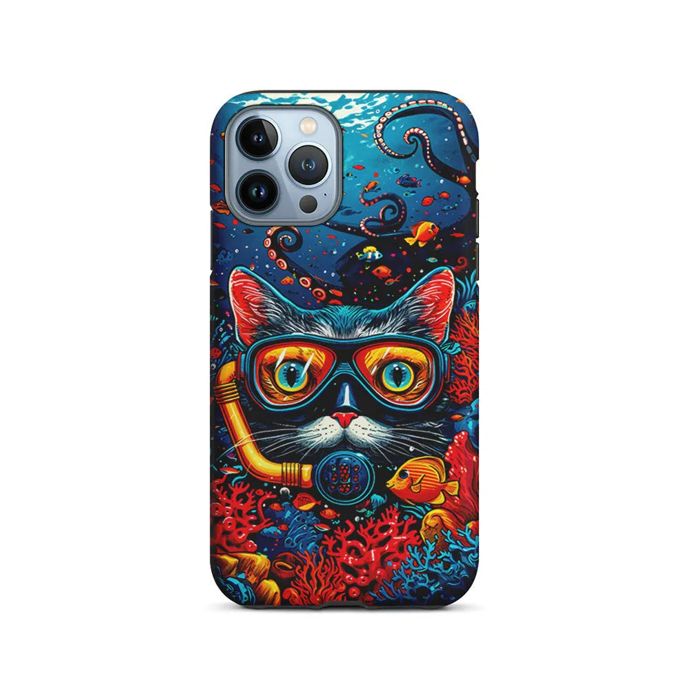 Kitty Cat Under The Sea iPhone 13 Pro Case-2 in 1 Tough Case-Xtracase