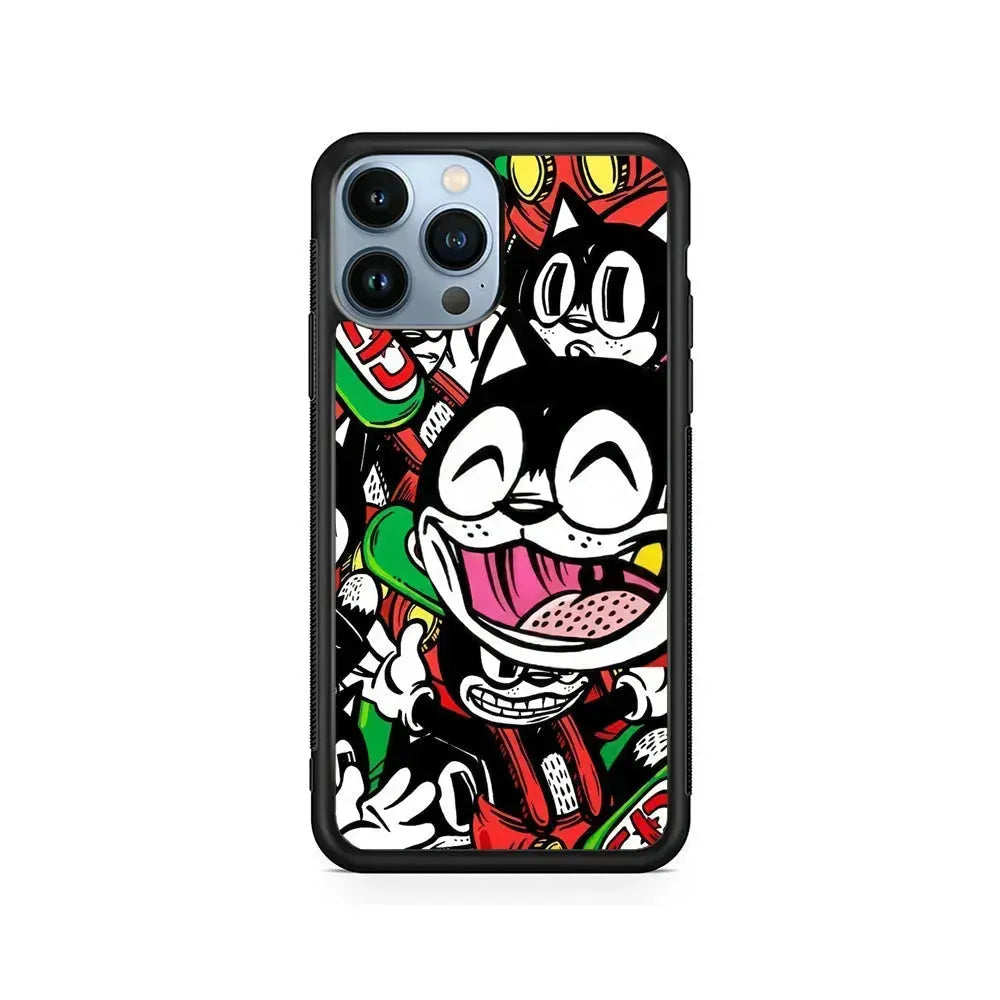 Kitty Club Party iPhone 15 Pro Max Case-Rubber / Black (2D Case)-Xtracase