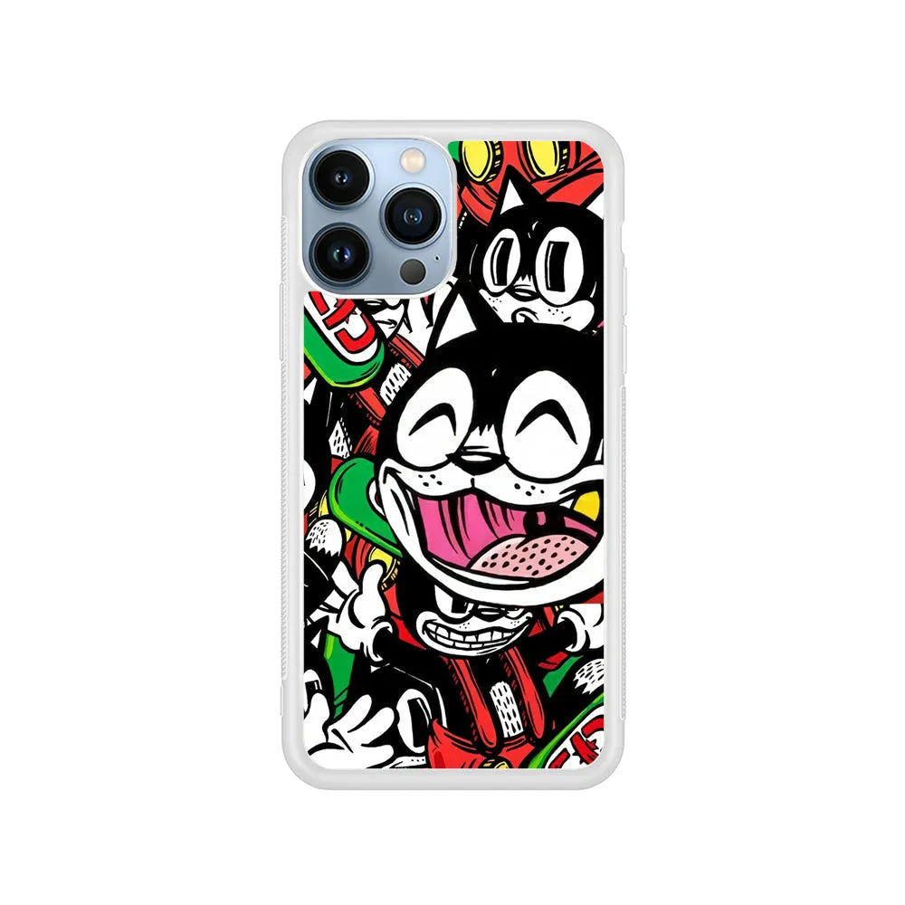 Kitty Club Party iPhone 13 Pro Case-Rubber / White (2D Case)-Xtracase