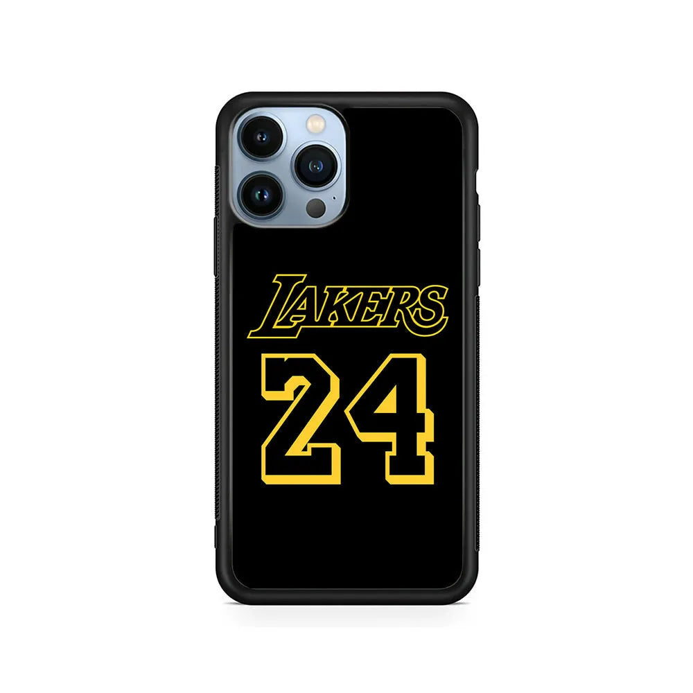 Kobe Bryant Lakers 24 iPhone 13 Pro Case-Rubber / Black (2D Case)-Xtracase
