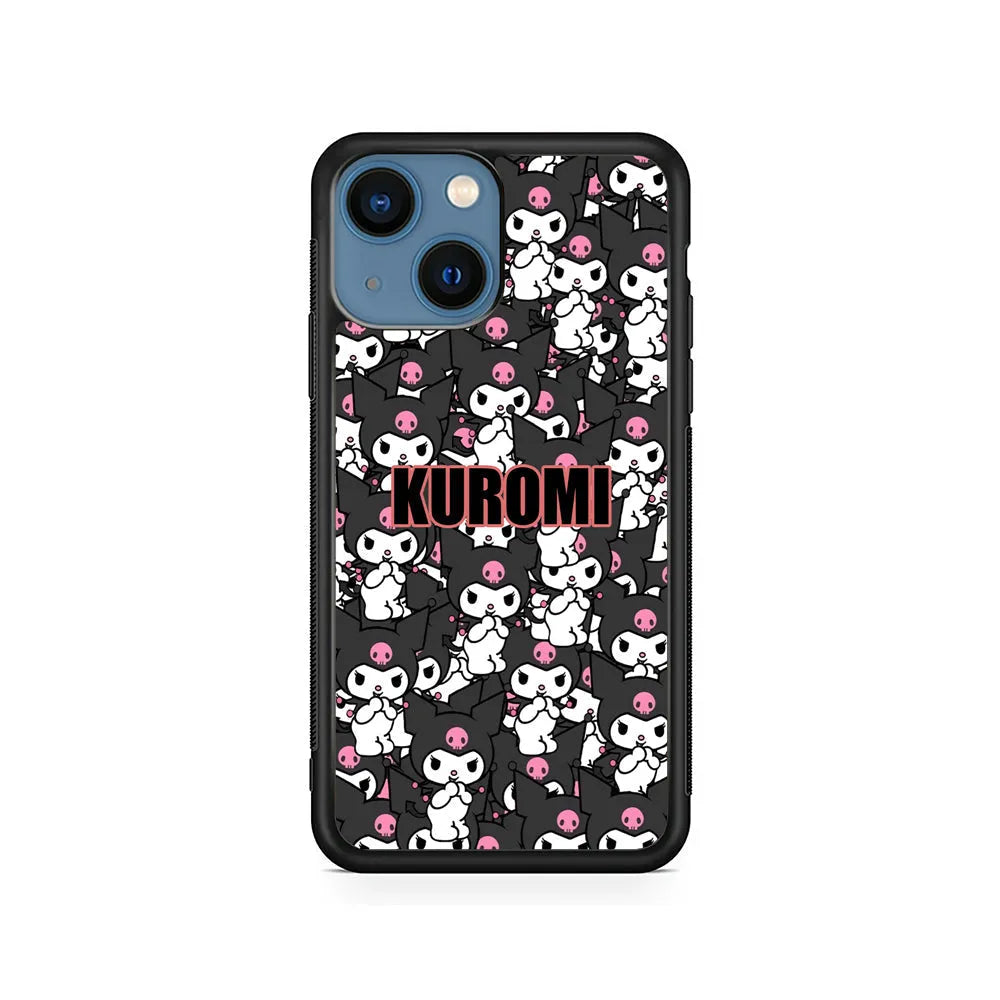 Kuromi Doodle iPhone 15 Case-Rubber / Black (2D Case)-Xtracase