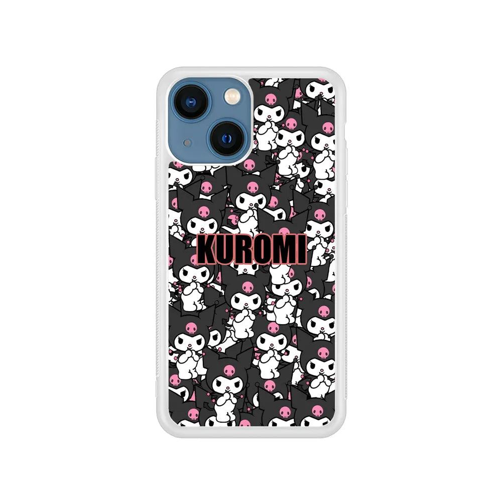 Kuromi Doodle iPhone 15 Plus Case-Rubber / White (2D Case)-Xtracase