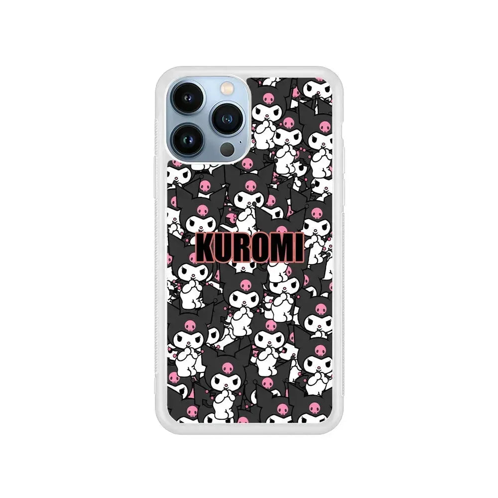 Kuromi Doodle iPhone 15 Pro Max Case-Rubber / White (2D Case)-Xtracase