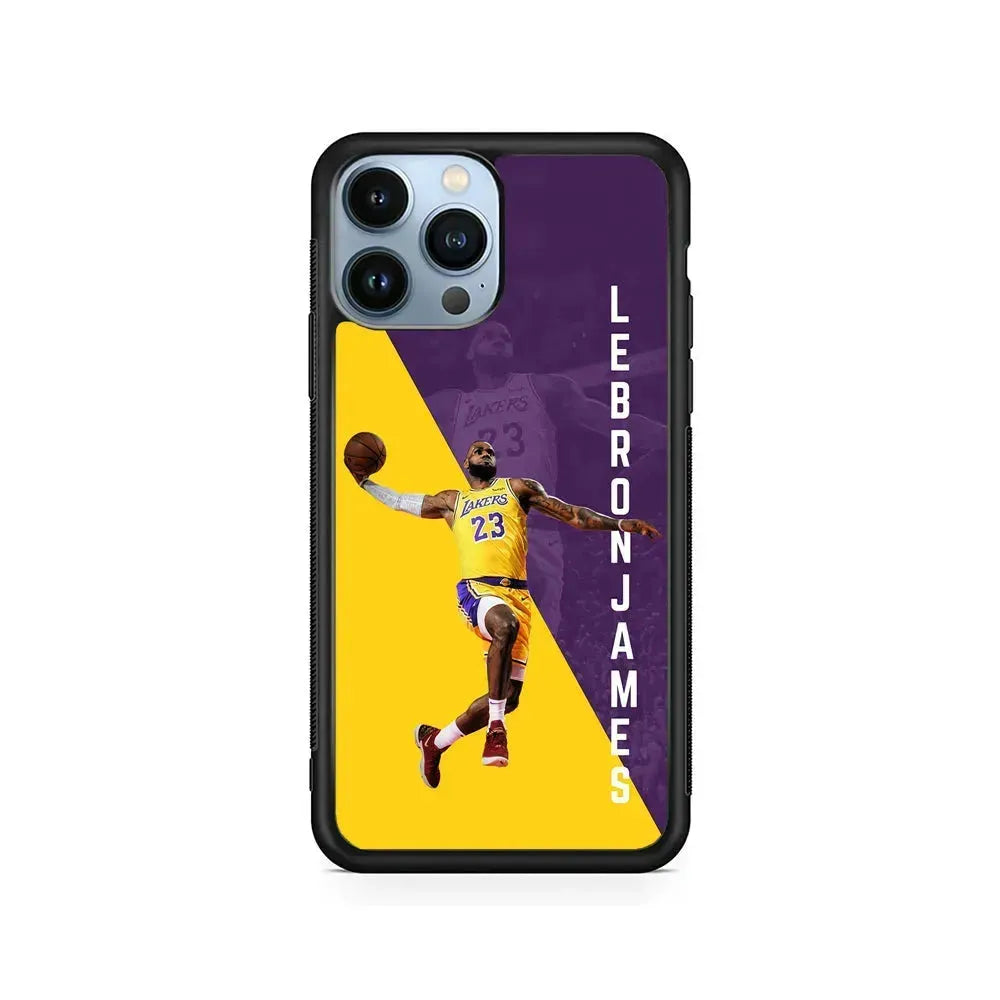 Lebron James Lakers 23 iPhone 15 Pro Max Case-Rubber / Black (2D Case)-Xtracase