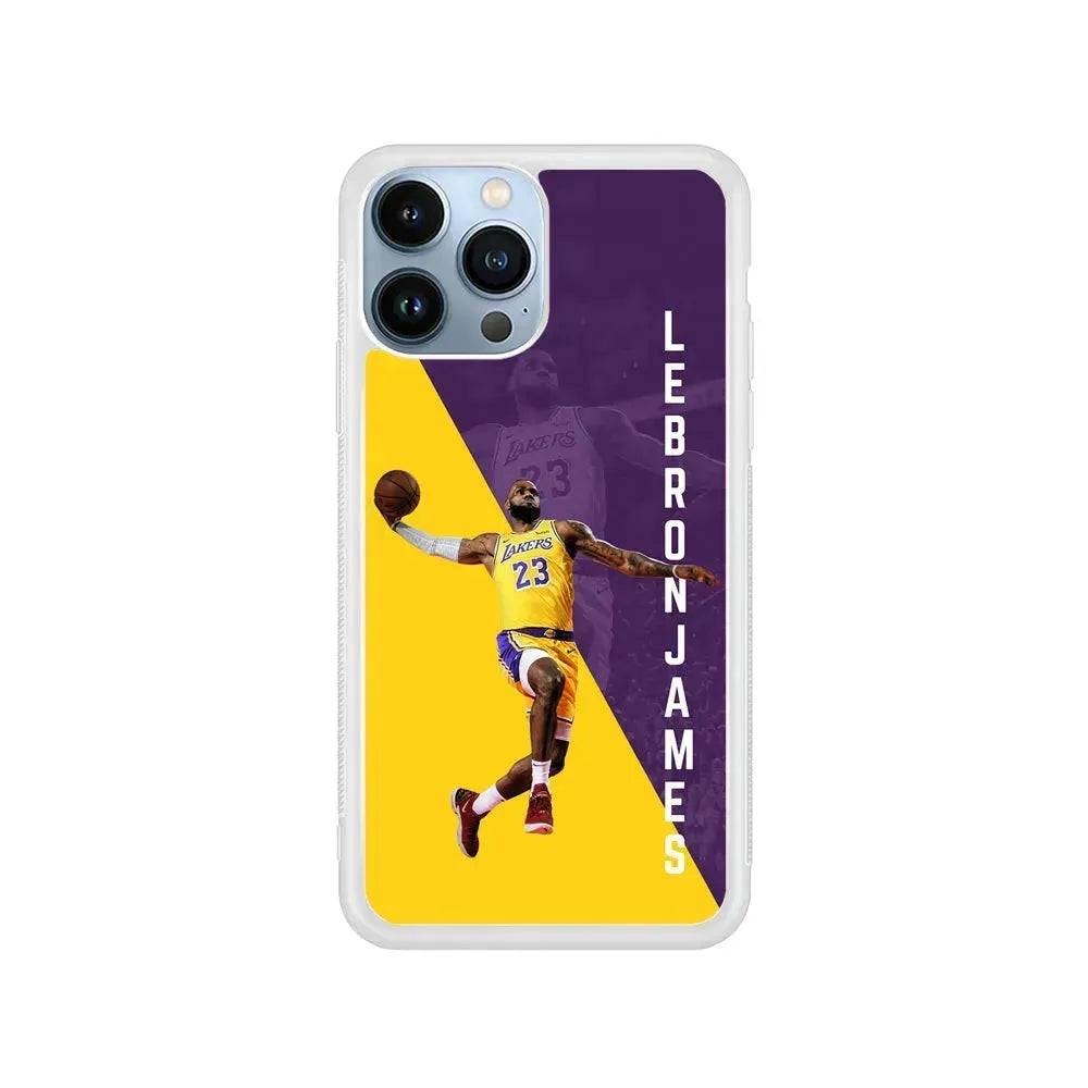 Lebron James Lakers 23 iPhone 15 Pro Max Case-Rubber / White (2D Case)-Xtracase