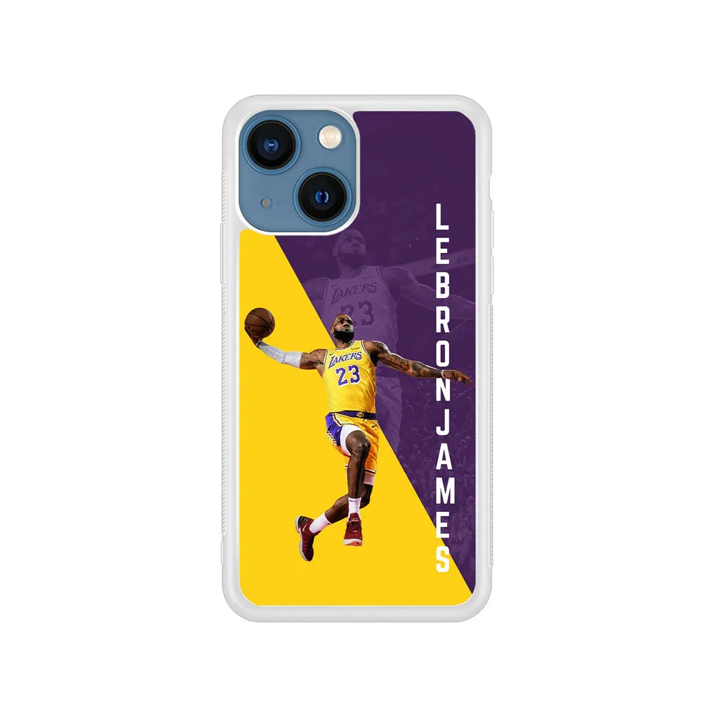 Lebron James Lakers 23 iPhone 15 Case-Rubber / White (2D Case)-Xtracase