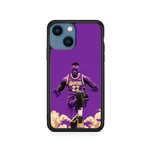 Lebron James Purple Background iPhone 13 Mini Case-Rubber / Black (2D Case)-Xtracase