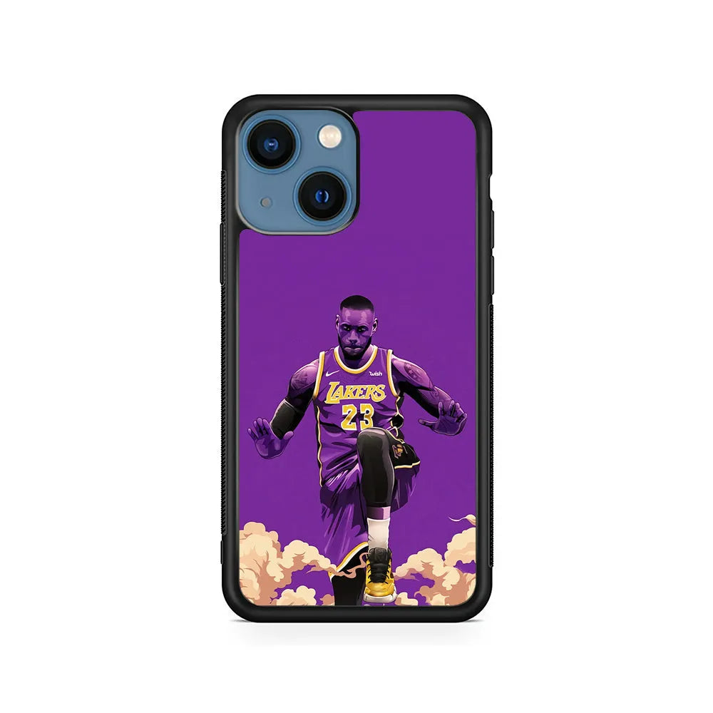 Lebron James Purple Background iPhone 15 Case-Rubber / Black (2D Case)-Xtracase