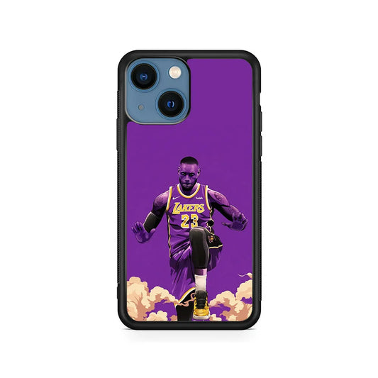 Lebron James Purple Background iPhone 15 Case-Rubber / Black (2D Case)-Xtracase
