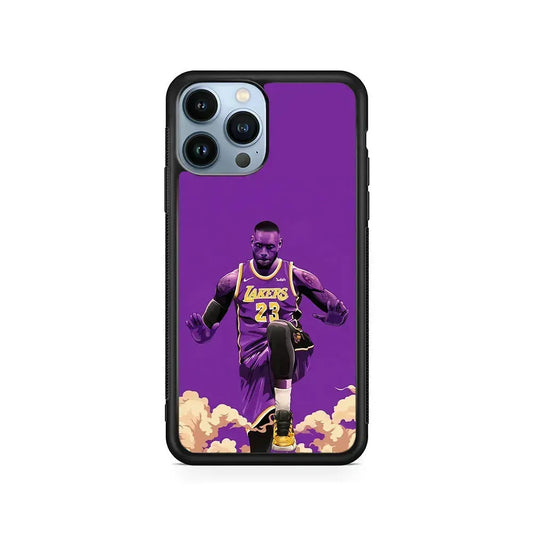 Lebron James Purple Background iPhone 15 Pro Max Case-Rubber / Black (2D Case)-Xtracase