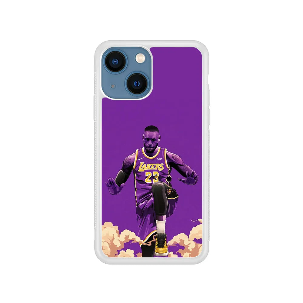 Lebron James Purple Background iPhone 14 Plus Case-Rubber / White (2D Case)-Xtracase