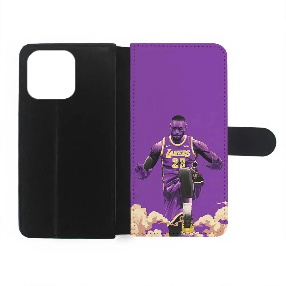 Lebron James Purple Background iPhone 15 Pro Max Case-Flip Wallet Case-Xtracase