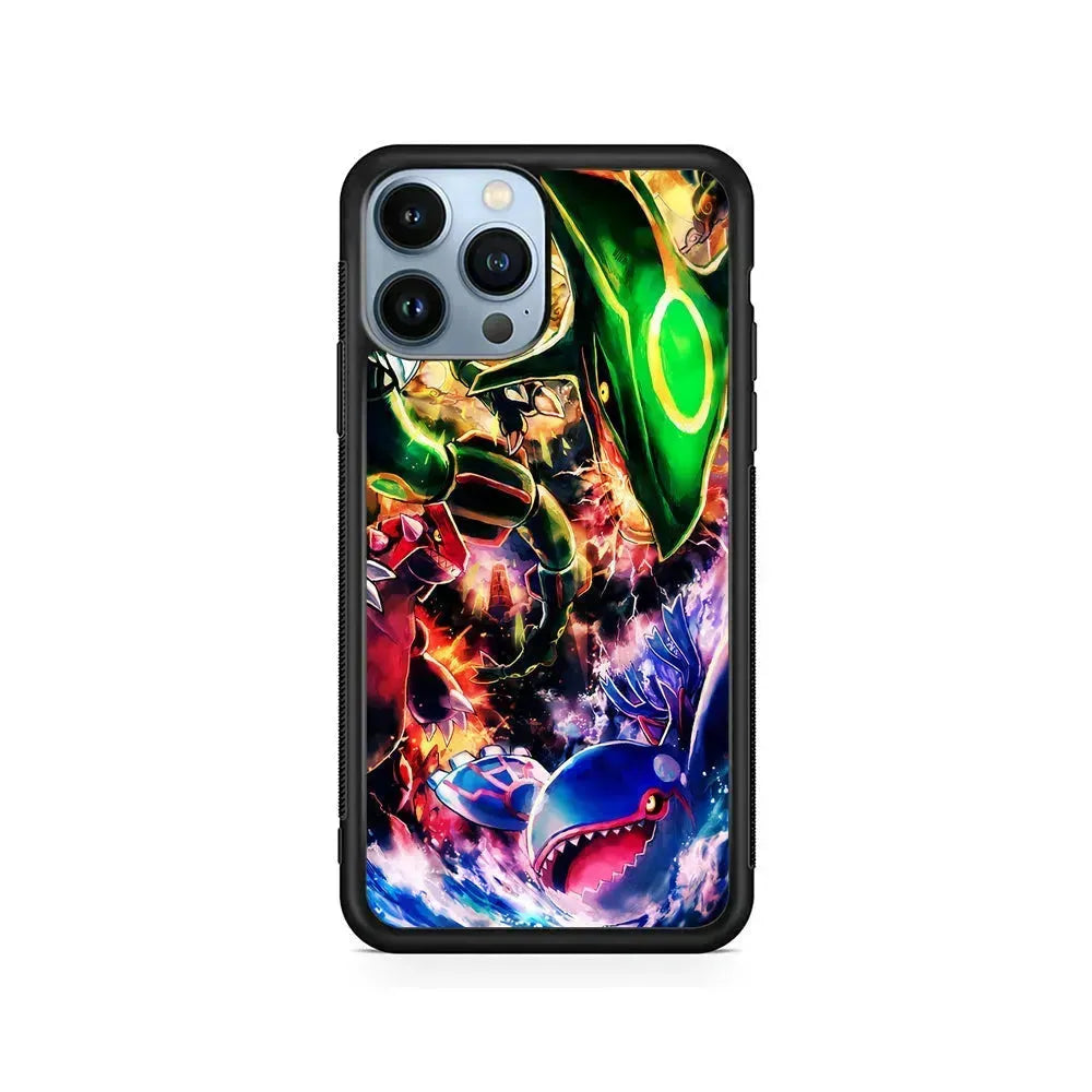 Legendary Pokemon Monsters Trio iPhone 15 Pro Max Case-Rubber / Black (2D Case)-Xtracase