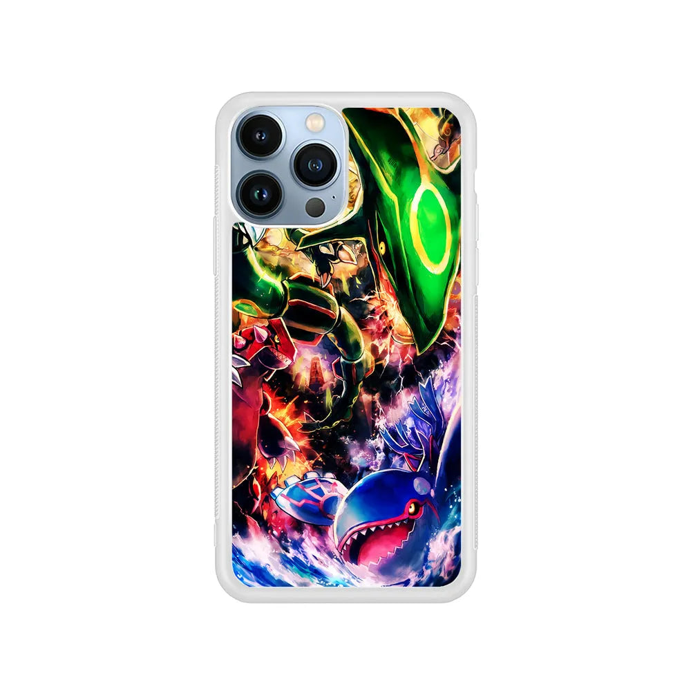 Legendary Pokemon Monsters Trio iPhone 13 Pro Max Case-Rubber / White (2D Case)-Xtracase