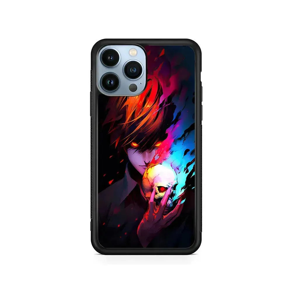 Light Yagami From Death Note iPhone 15 Pro Max Case-Rubber / Black (2D Case)-Xtracase
