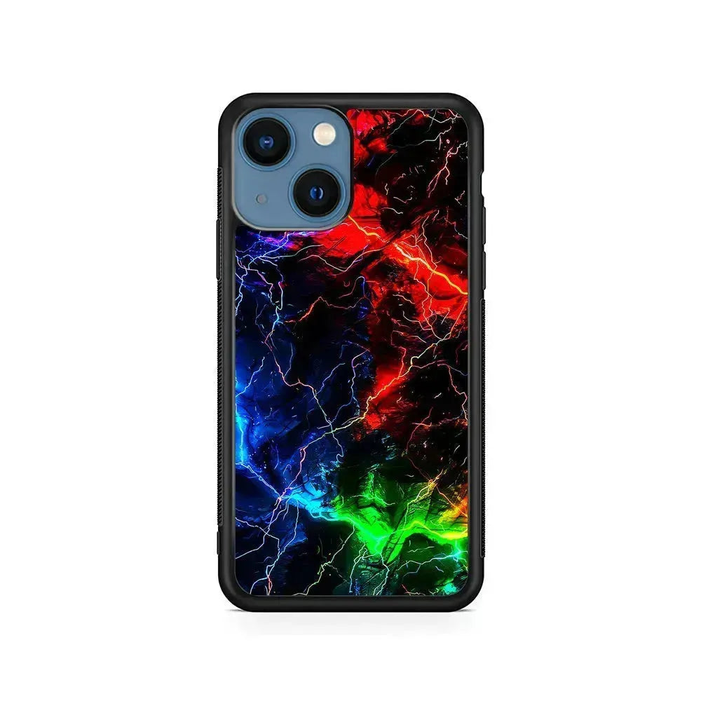 Lightning Strike at Night iPhone 13 Mini Case-Rubber / Black (2D Case)-Xtracase