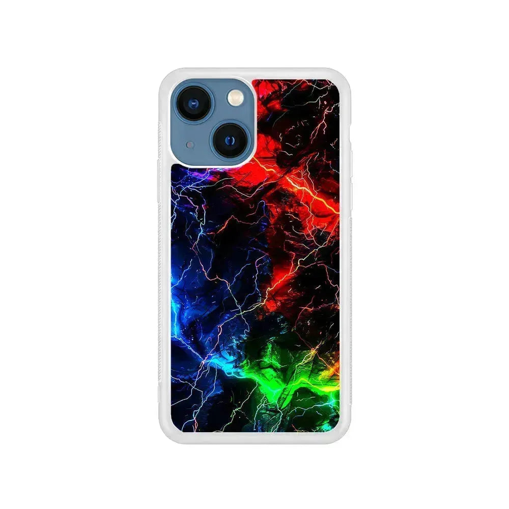 Lightning Strike at Night iPhone 13 Mini Case-Rubber / White (2D Case)-Xtracase