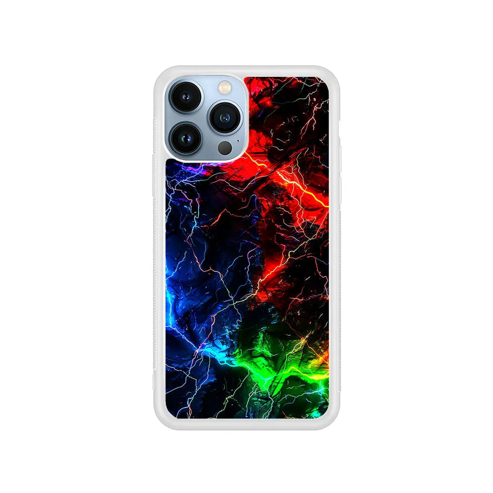 Lightning Strike at Night iPhone 13 Pro Case-Rubber / White (2D Case)-Xtracase