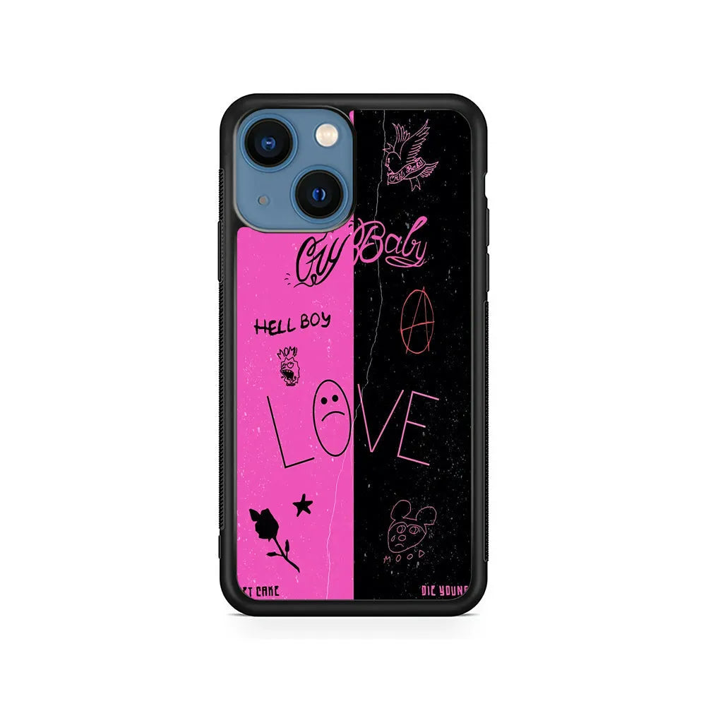 Lil Peep Pink and Black iPhone 15 Case-Rubber / Black (2D Case)-Xtracase