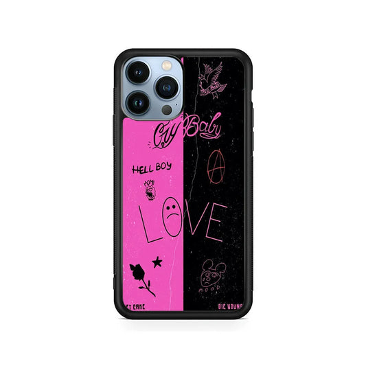 Lil Peep Pink and Black iPhone 13 Pro Case-Rubber / Black (2D Case)-Xtracase