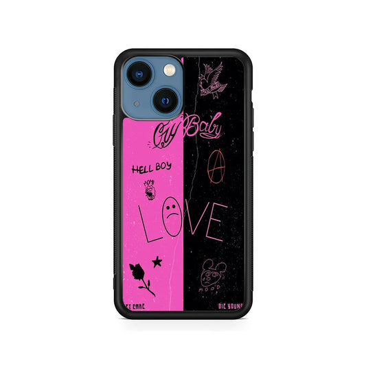 Lil Peep Pink and Black iPhone 14 Plus Case-Rubber / Black (2D Case)-Xtracase