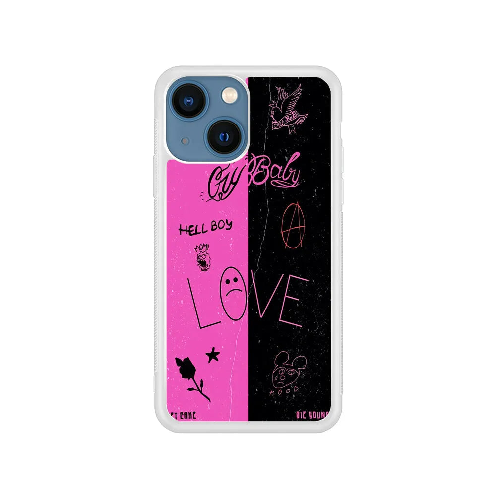 Lil Peep Pink and Black iPhone 15 Case-Rubber / White (2D Case)-Xtracase