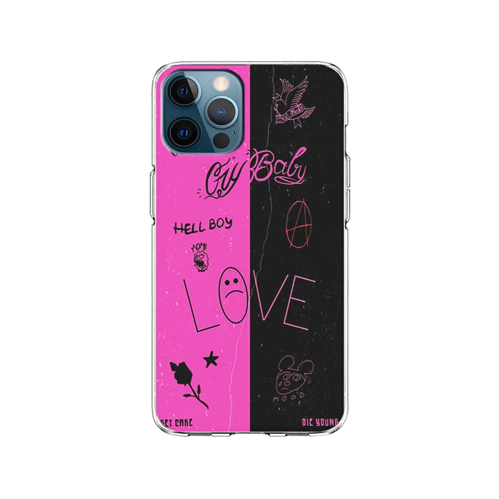 Lil Peep Pink and Black iPhone 13 Pro Case-Clear Soft Case-Xtracase