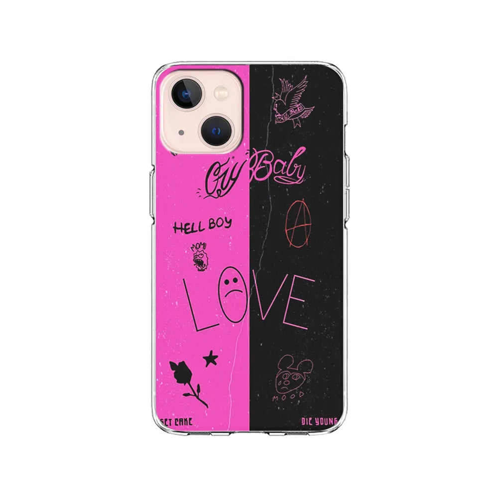 Lil Peep Pink and Black iPhone 14 Plus Case-Clear Soft Case-Xtracase