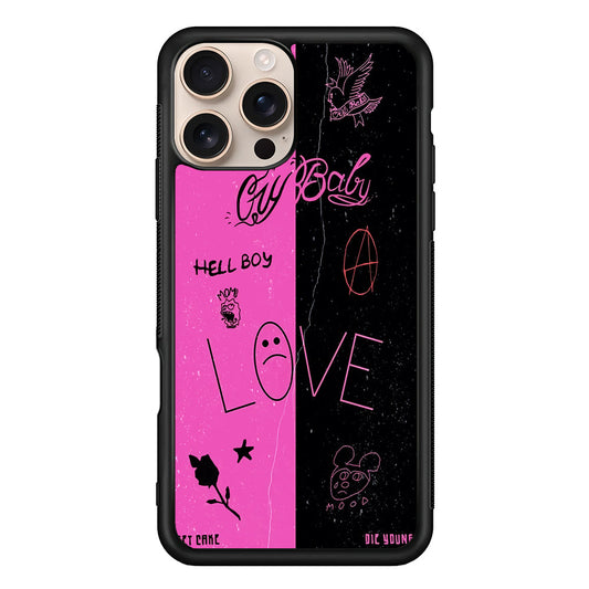 Lil Peep Pink and Black iPhone 16 Pro Max Case - iPhone 16 Pro Max